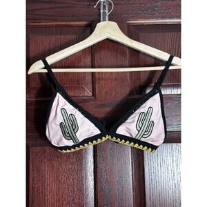 Pink Cactus Bikini Top Southwest Boho Triangle Swimsuit Women’s Adjustable